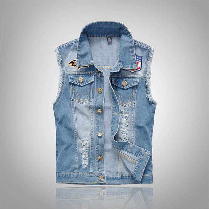 Baltimore Ravens Denim Vest Jacket