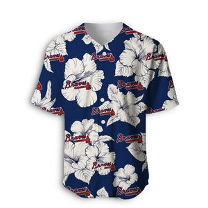 Atlanta Braves Tropical Floral Baseball Shirt