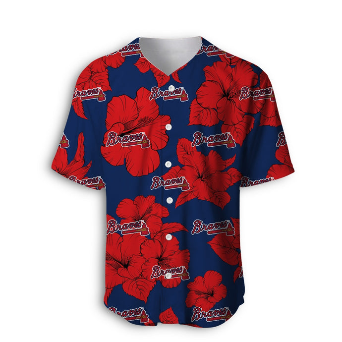 Atlanta Braves Tropical Floral Baseball Shirt