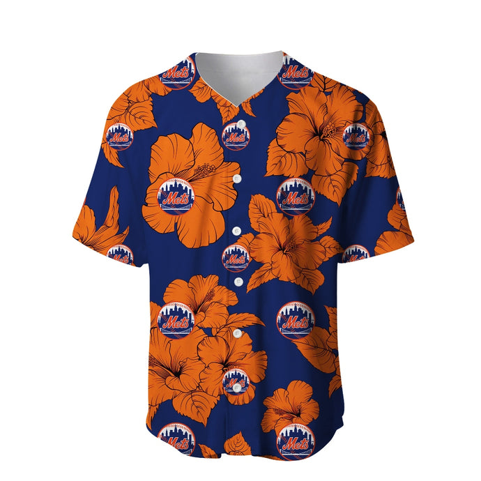 New York Mets Tropical Floral Baseball Shirt