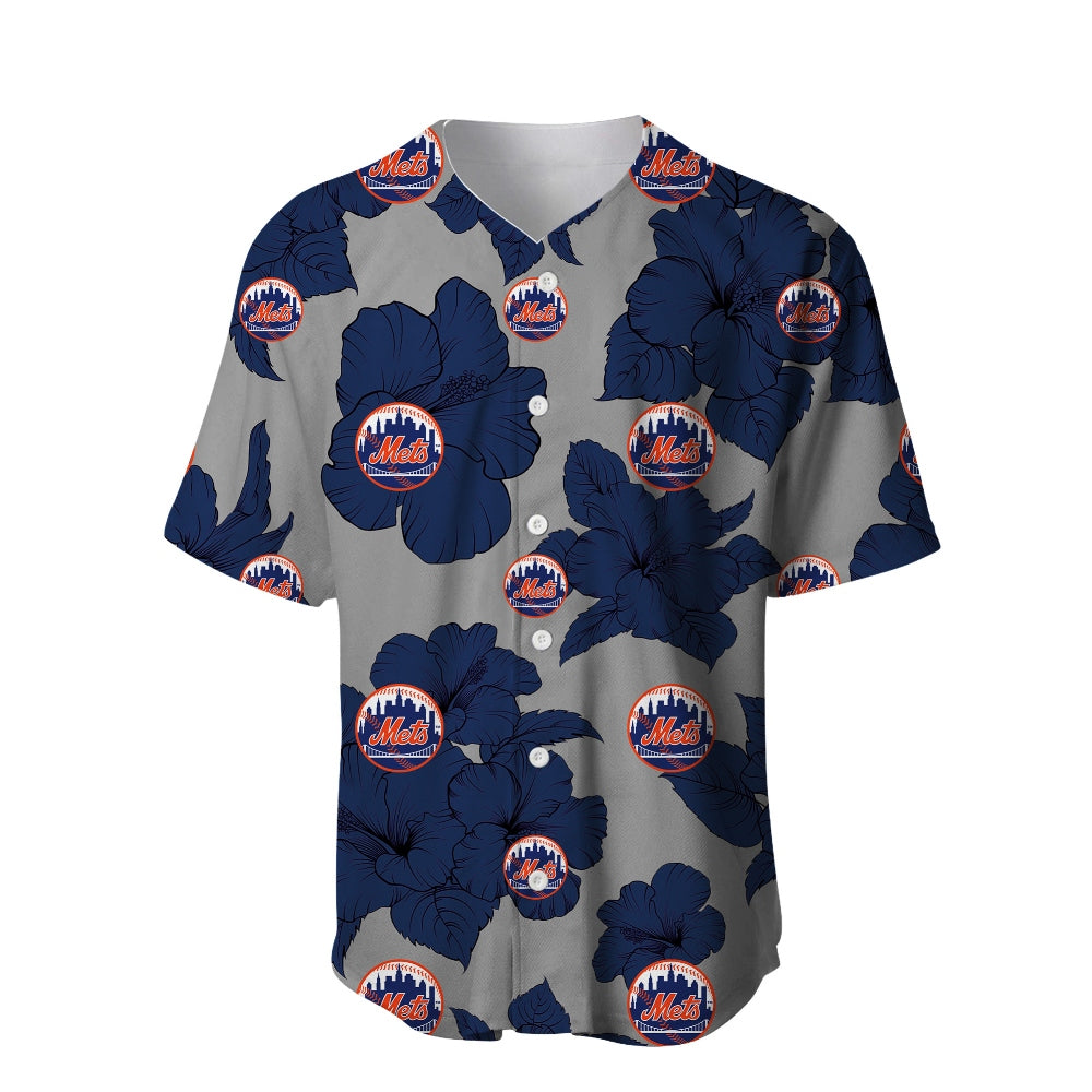 New York Mets Tropical Floral Baseball Shirt