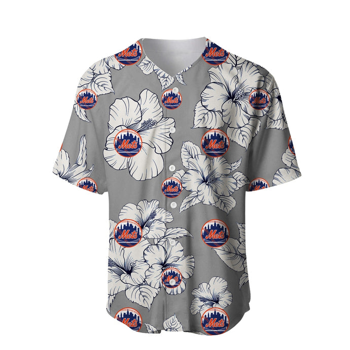 New York Mets Tropical Floral Baseball Shirt