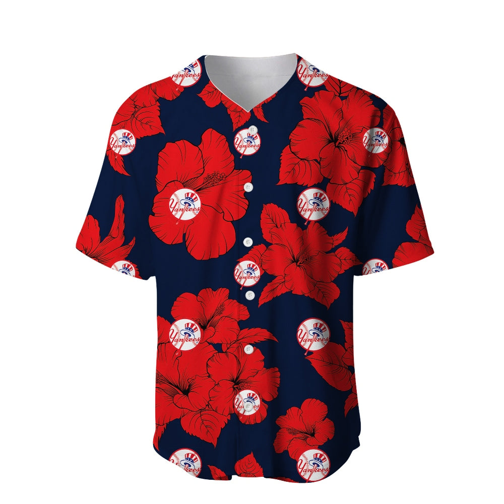 New York Yankees Tropical Floral Baseball Shirt
