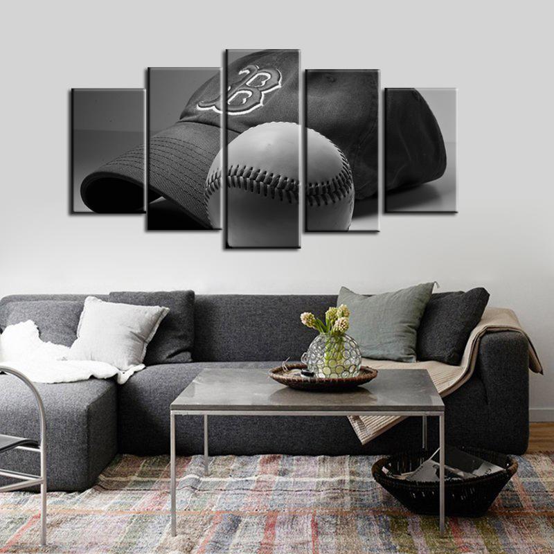 Boston Red Sox Cap Ball 5 Pieces Wall Painting Canvas