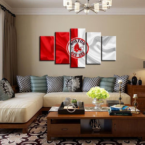 Boston Red Sox Fabric Flag 5 Pieces Wall Painting Canvas