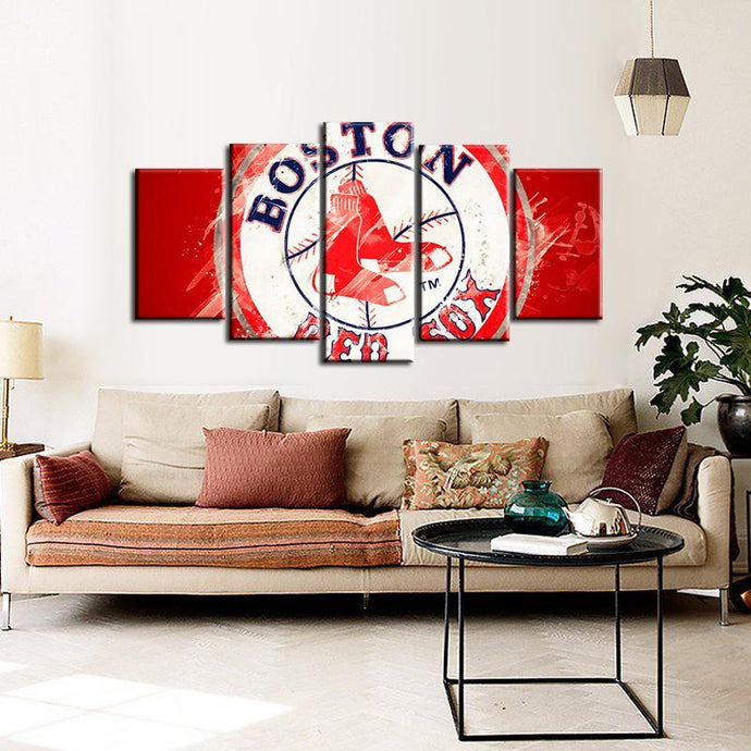 Boston Red Sox Paint Splash 5 Pieces Wall Painting Canvas