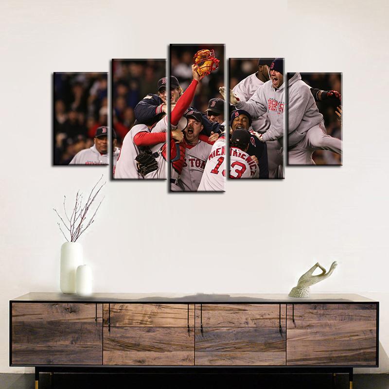 Boston Red Sox Victory Moments 5 Pieces Wall Painting Canvas