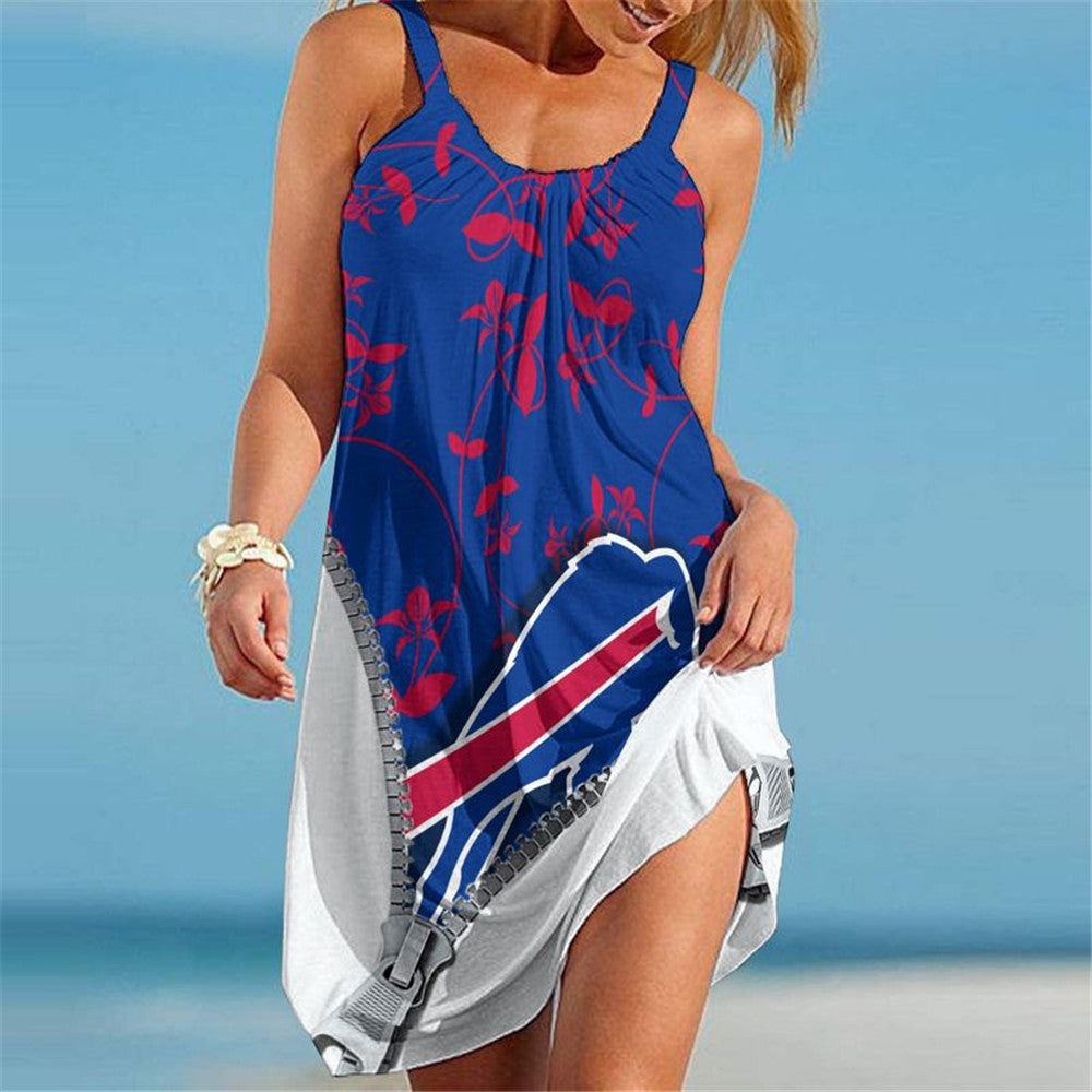 Buffalo Bills Women Floral 3D Beach Dress