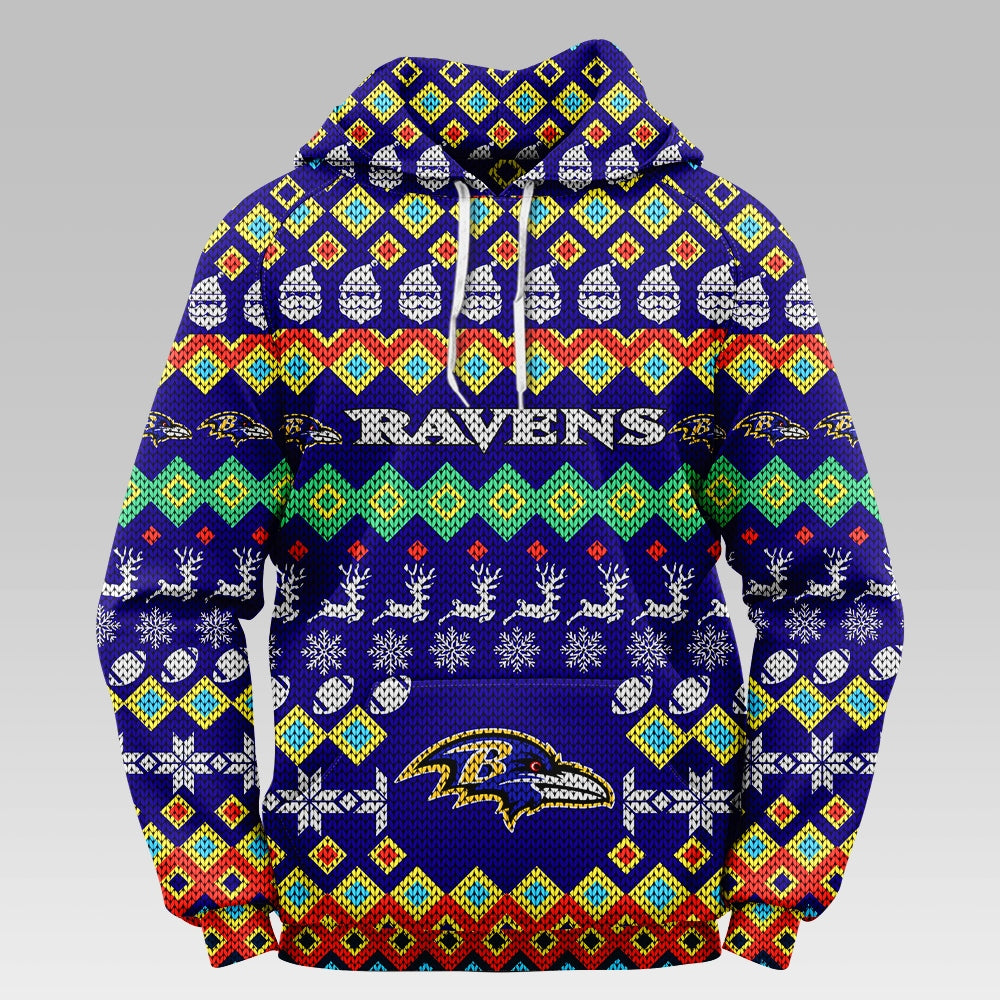 Baltimore Ravens Colorful Christmas Hoodie