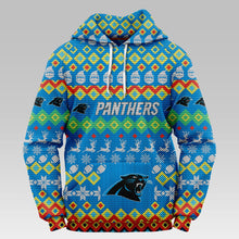 Load image into Gallery viewer, Carolina Panthers Colorful Christmas Hoodie