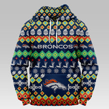 Load image into Gallery viewer, Denver Broncos Colorful Christmas Hoodie