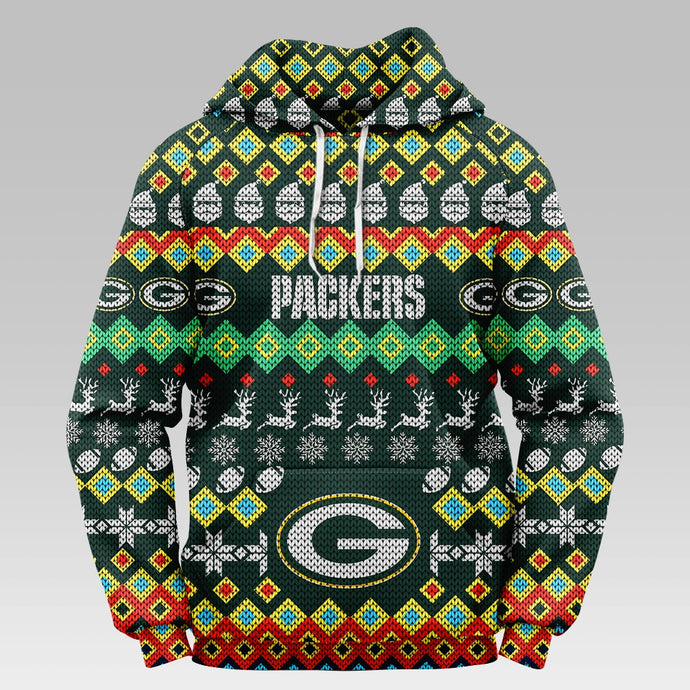 Green Bay Packers Colorful Christmas Hoodie