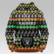 Load image into Gallery viewer, Las Vegas Raiders Colorful Christmas Hoodie