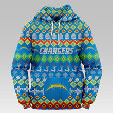 Load image into Gallery viewer, Los Angeles Chargers Colorful Christmas Hoodie