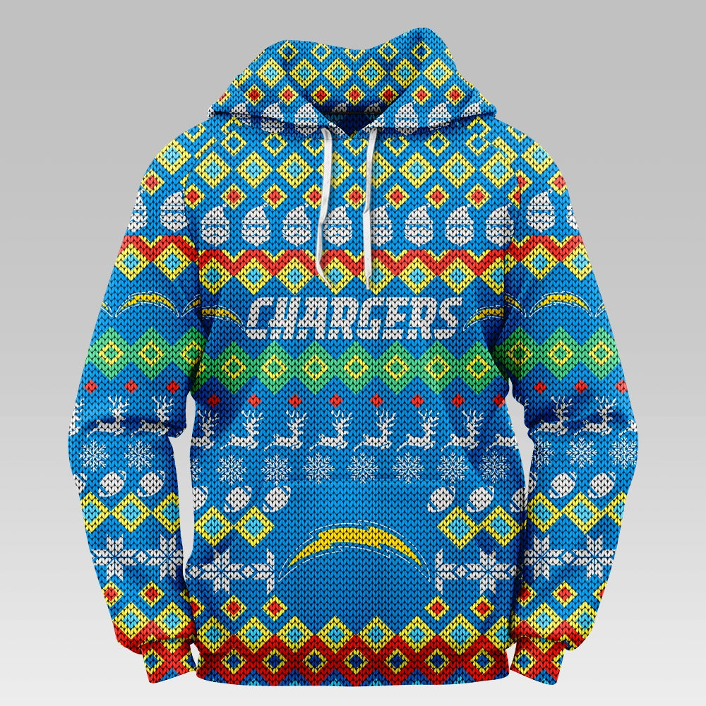 Los Angeles Chargers Colorful Christmas Hoodie