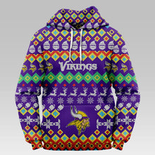 Load image into Gallery viewer, Minnesota Vikings Colorful Christmas Hoodie