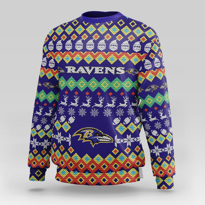 Baltimore Ravens Colorful Christmas Sweatshirt