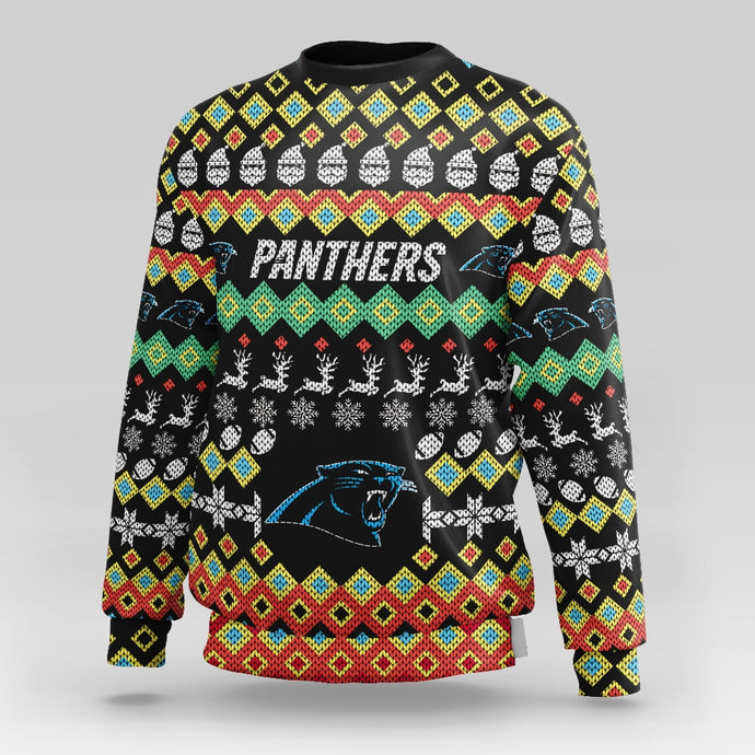 Carolina Panthers Colorful Christmas Sweatshirt