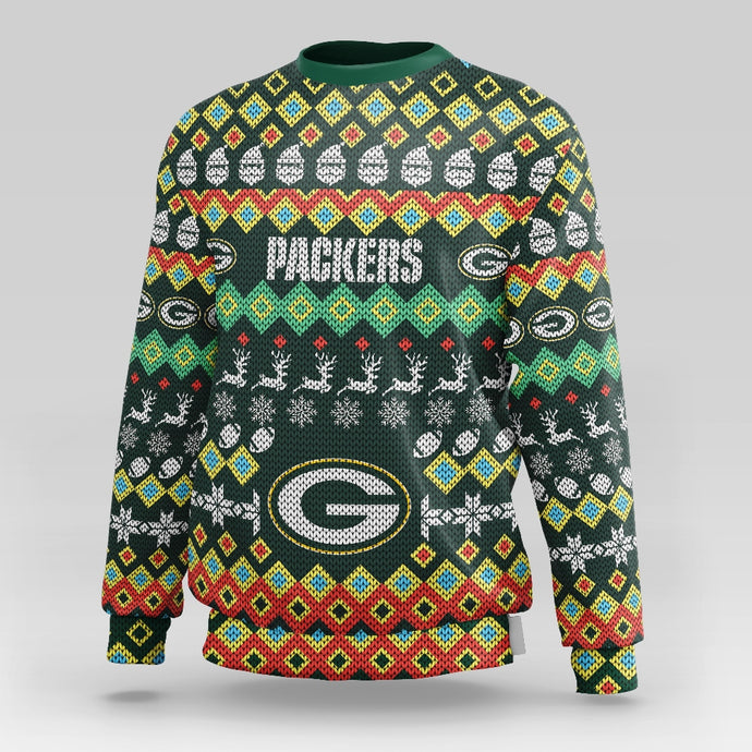 Green Bay Packers Colorful Christmas Sweatshirt