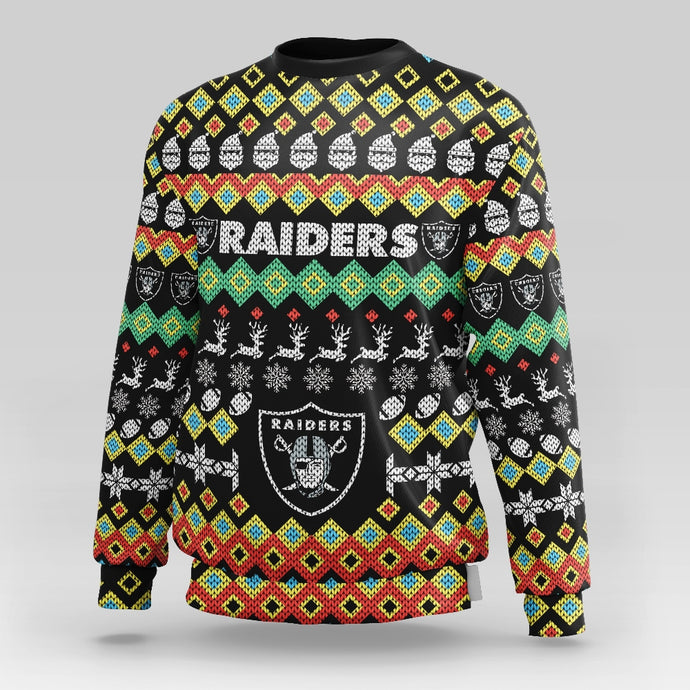 Las Vegas Raiders Colorful Christmas Sweatshirt