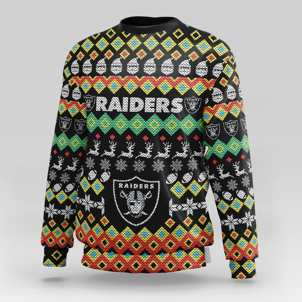 Las Vegas Raiders Colorful Christmas Sweatshirt