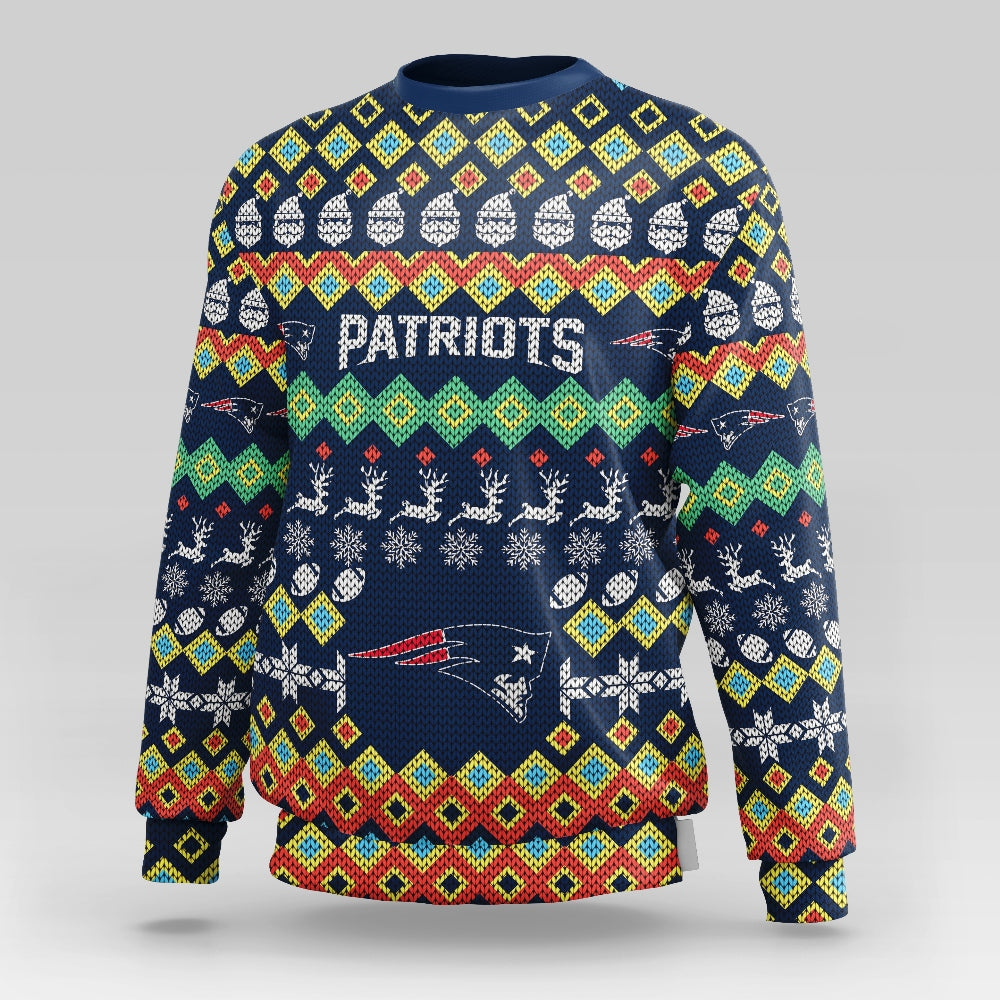 New England Patriots Colorful Christmas Sweatshirt