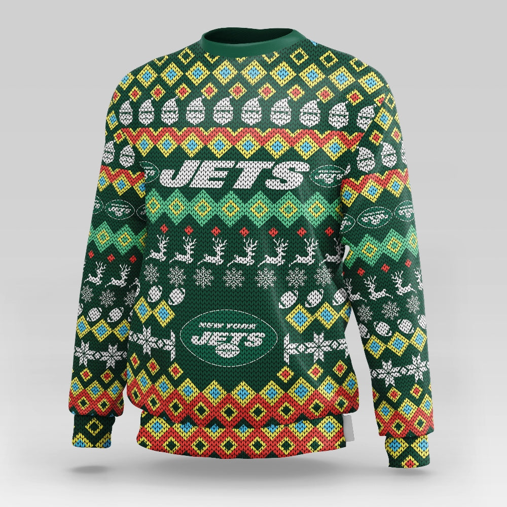 New York Jets Colorful Christmas Sweatshirt