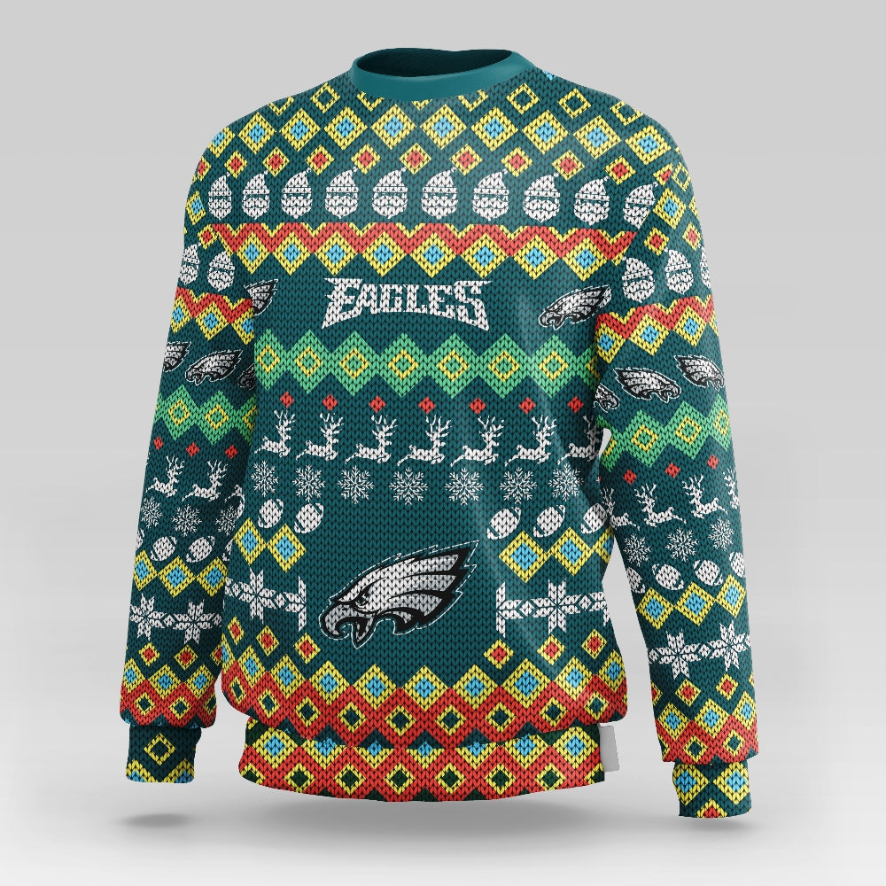 Philadelphia Eagles Colorful Christmas Sweatshirt