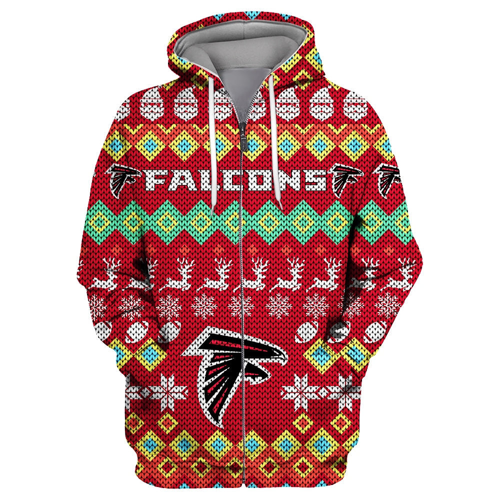 Atlanta Falcons Colorful Christmas Zipper Hoodie