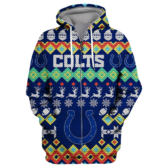 Indianapolis Colts Colorful Christmas Zipper Hoodie