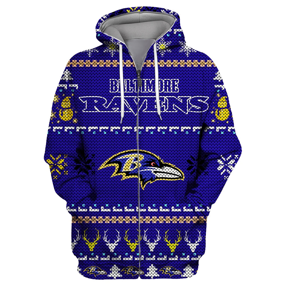 Baltimore Ravens Christmas Zipper Hoodie