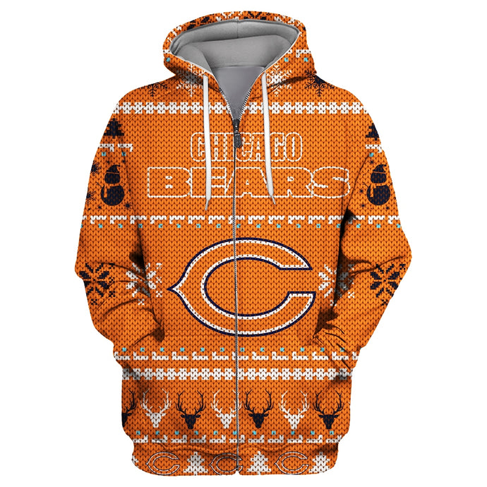 Chicago Bears Christmas Zipper Hoodie