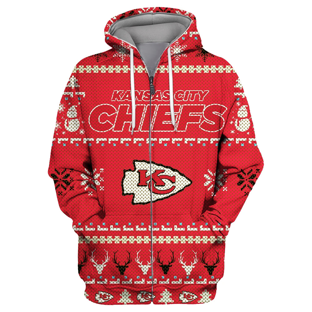 Kansas City Chiefs Christmas Zipper Hoodie