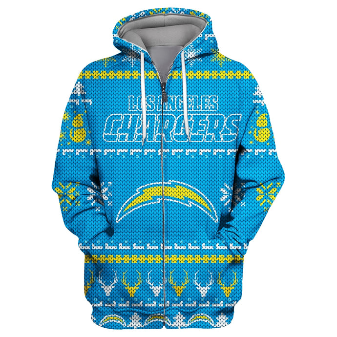 Los Angeles Chargers Christmas Zipper Hoodie