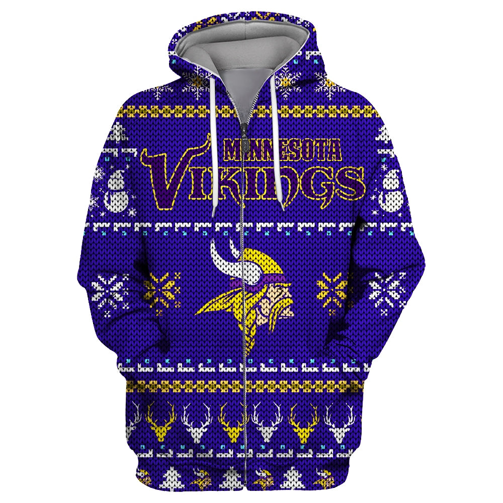 Minnesota Vikings Christmas Zipper Hoodie