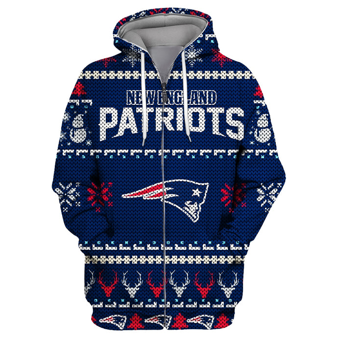 New England Patriots Christmas Zipper Hoodie