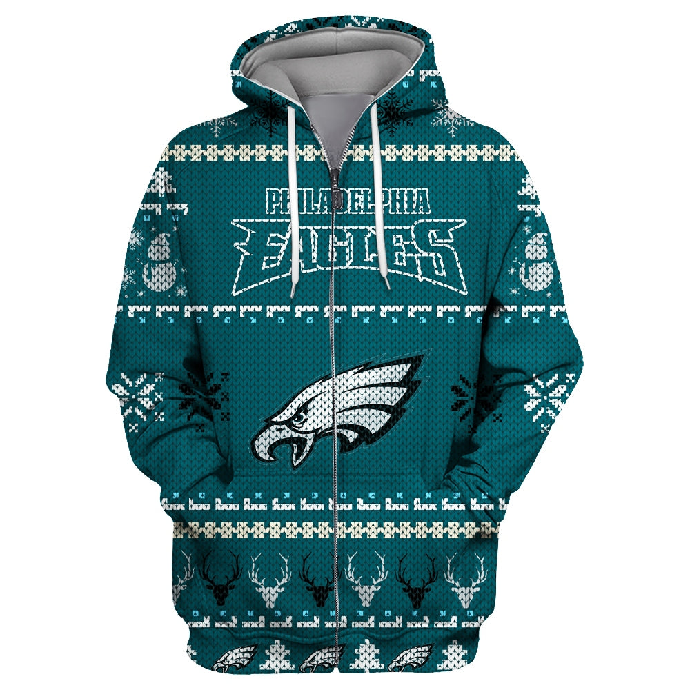 Philadelphia Eagles Christmas Zipper Hoodie