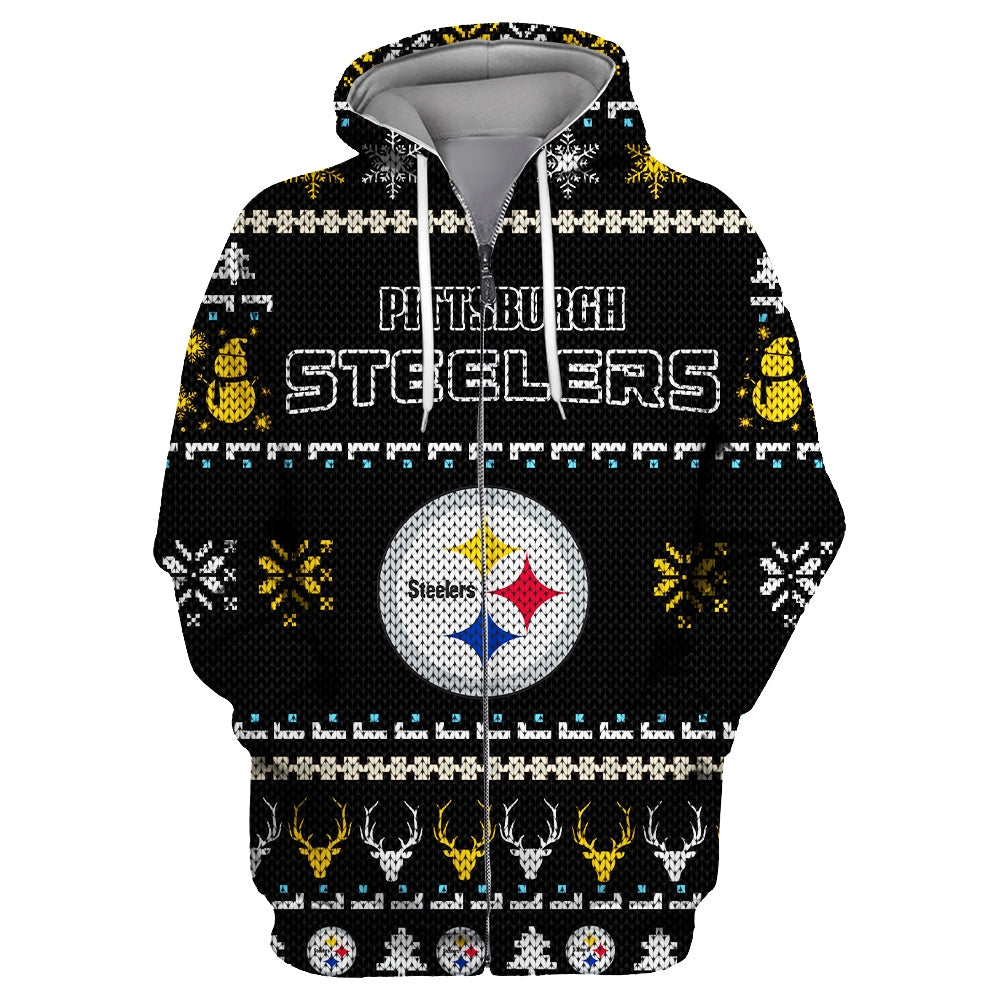 Pittsburgh Steelers Christmas Zipper Hoodie