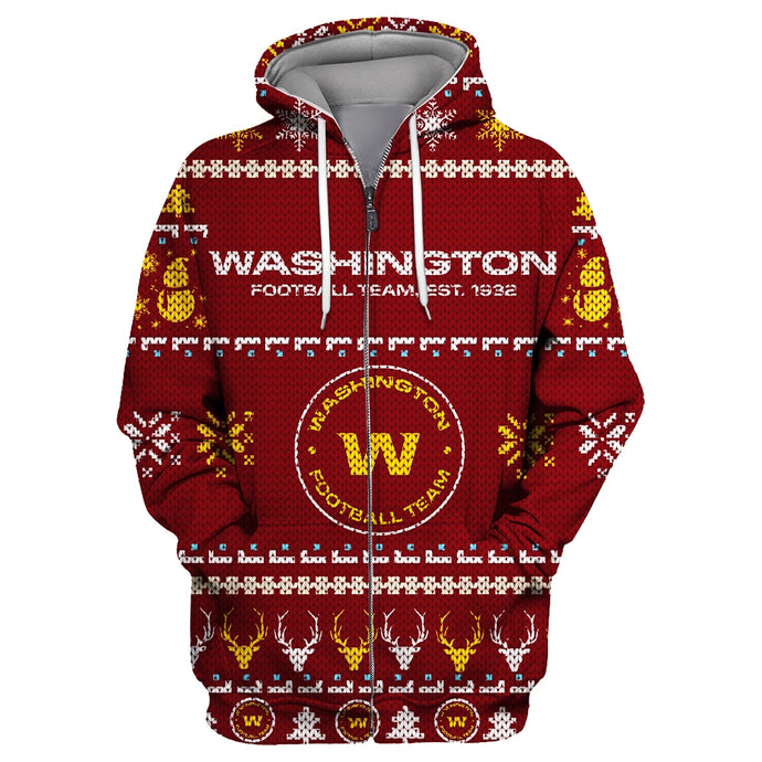Washington Commanders Christmas Zipper Hoodie