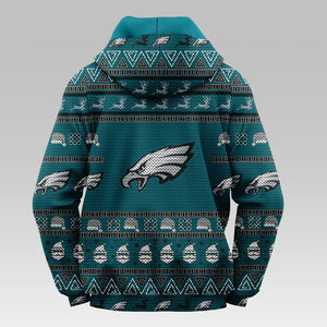 Philadelphia Eagles Casual Christmas Zipper Hoodie