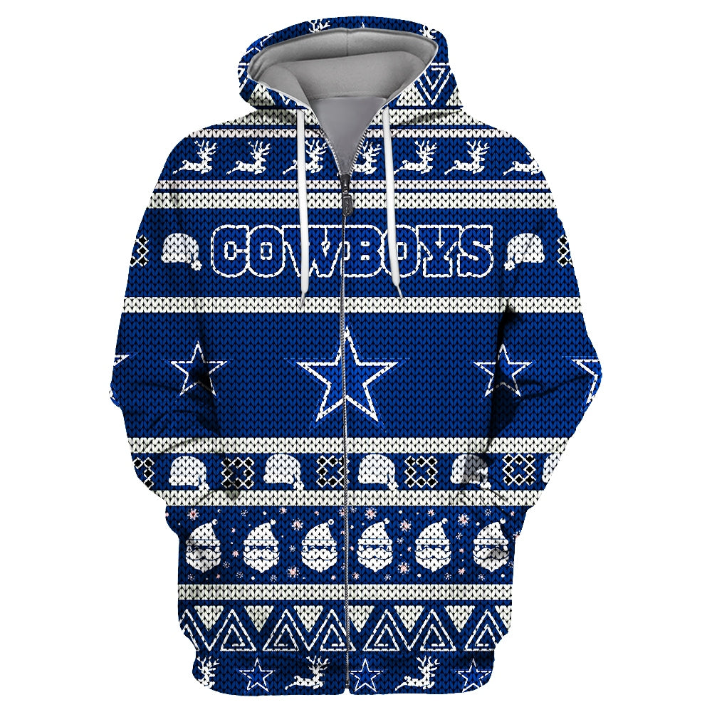 Dallas Cowboys Casual Christmas Zipper Hoodie