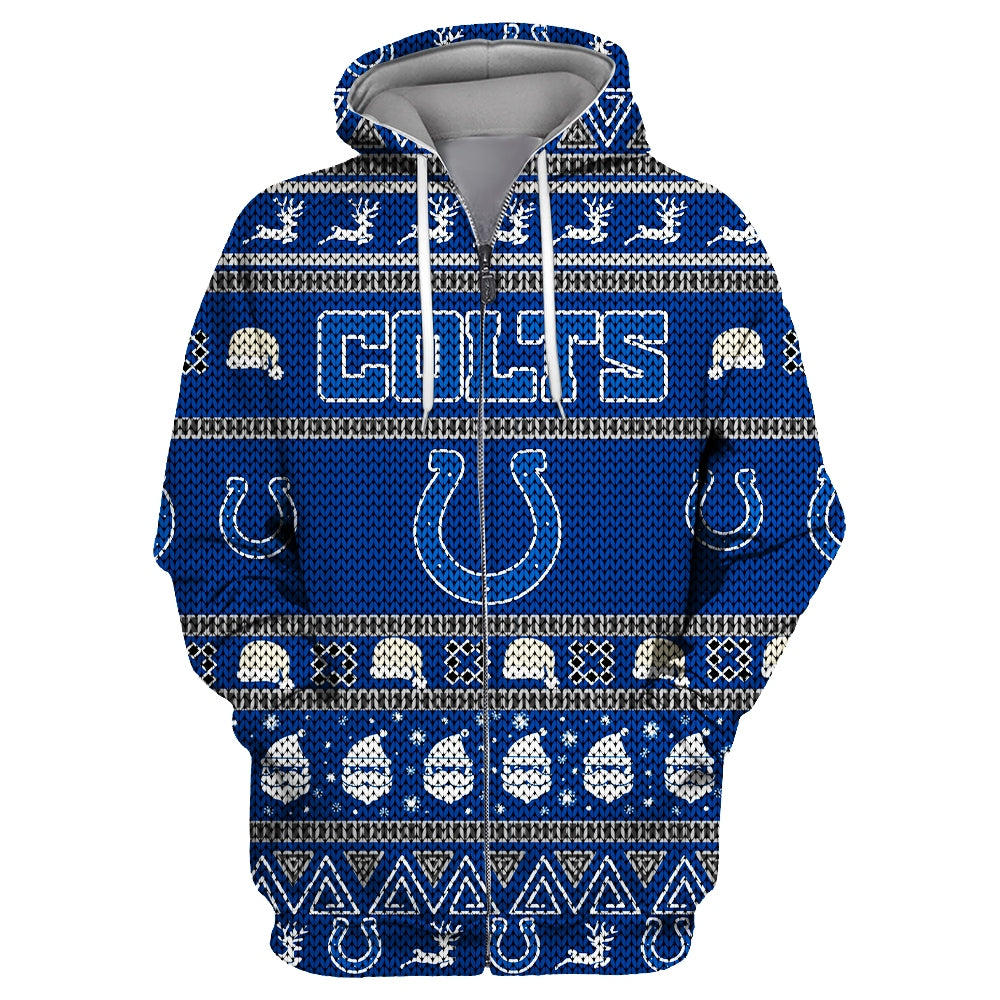 Indianapolis Colts Casual Christmas Zipper Hoodie