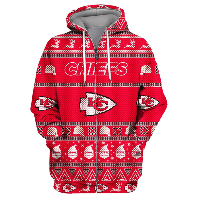 Kansas City Chiefs Casual Christmas Zipper Hoodie