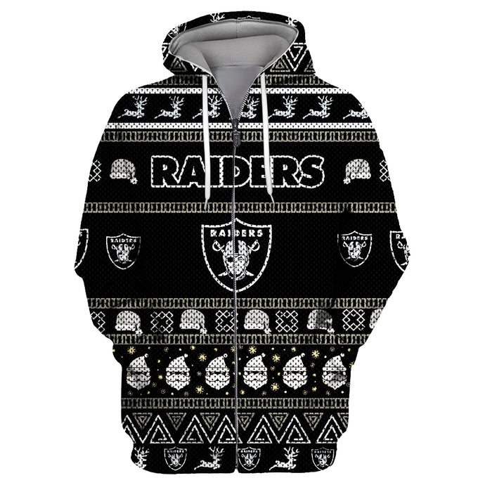 Las Vegas Raiders Casual Christmas Zipper Hoodie