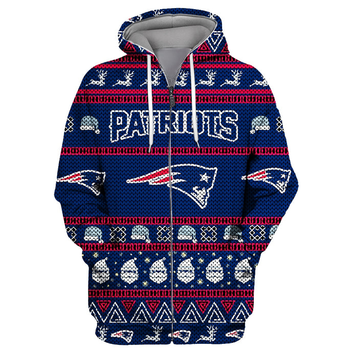 New England Patriots Casual Christmas Zipper Hoodie