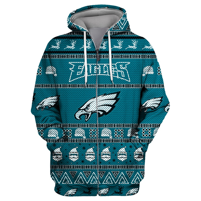 Philadelphia Eagles Casual Christmas Zipper Hoodie