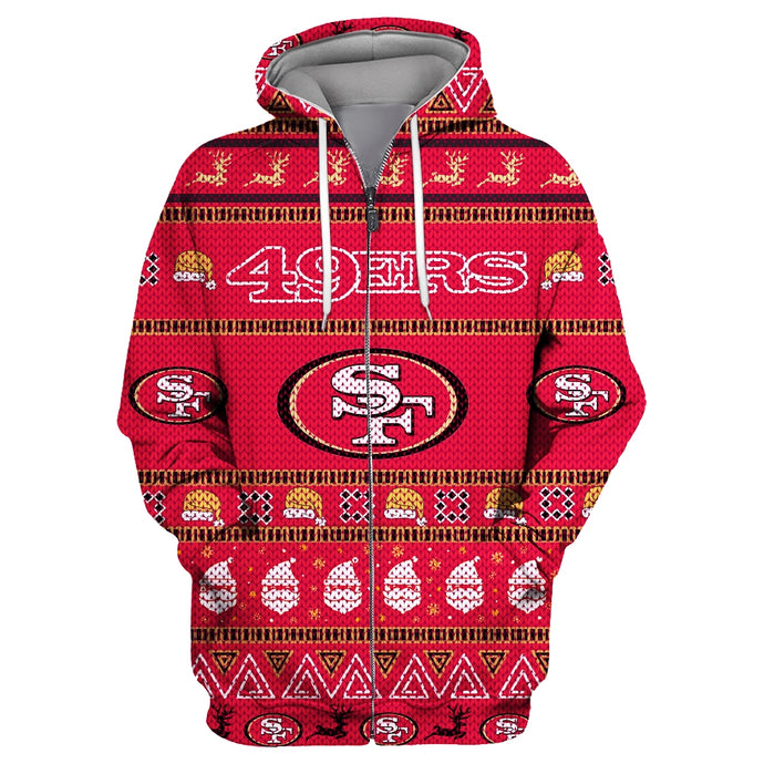 San Francisco 49ers Casual Christmas Zipper Hoodie