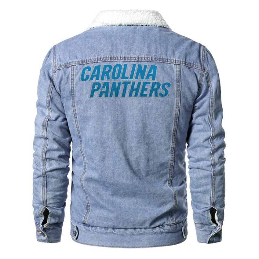 Carolina Panthers Fur Denim Jacket