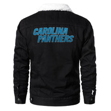 Load image into Gallery viewer, Carolina Panthers Fur Denim Jacket