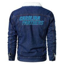 Load image into Gallery viewer, Carolina Panthers Fur Denim Jacket